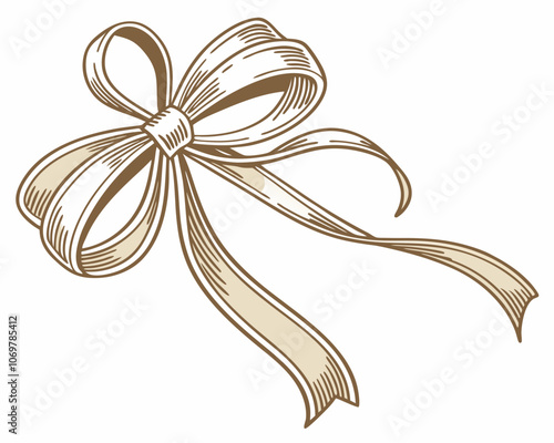Elegant Ribbon Bow Vector Illustration Decorative Gift Wrap Design with a Pattern on it