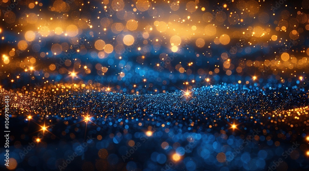 Naklejka premium Abstract background with Dark blue and gold particle.