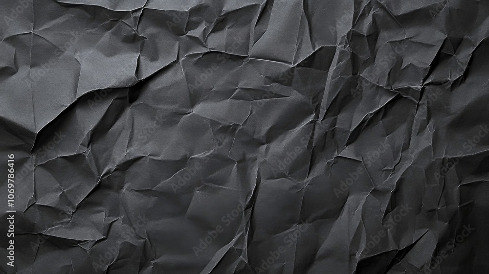 Dark, Grungy Textures: Creased Black and Grey Paper Background with Old, Ripped Posters on Crumpled Surface Dark, Grungy Textures: Creased Black and Grey Paper Background with Old, Ripped Posters on Crumpled Surface