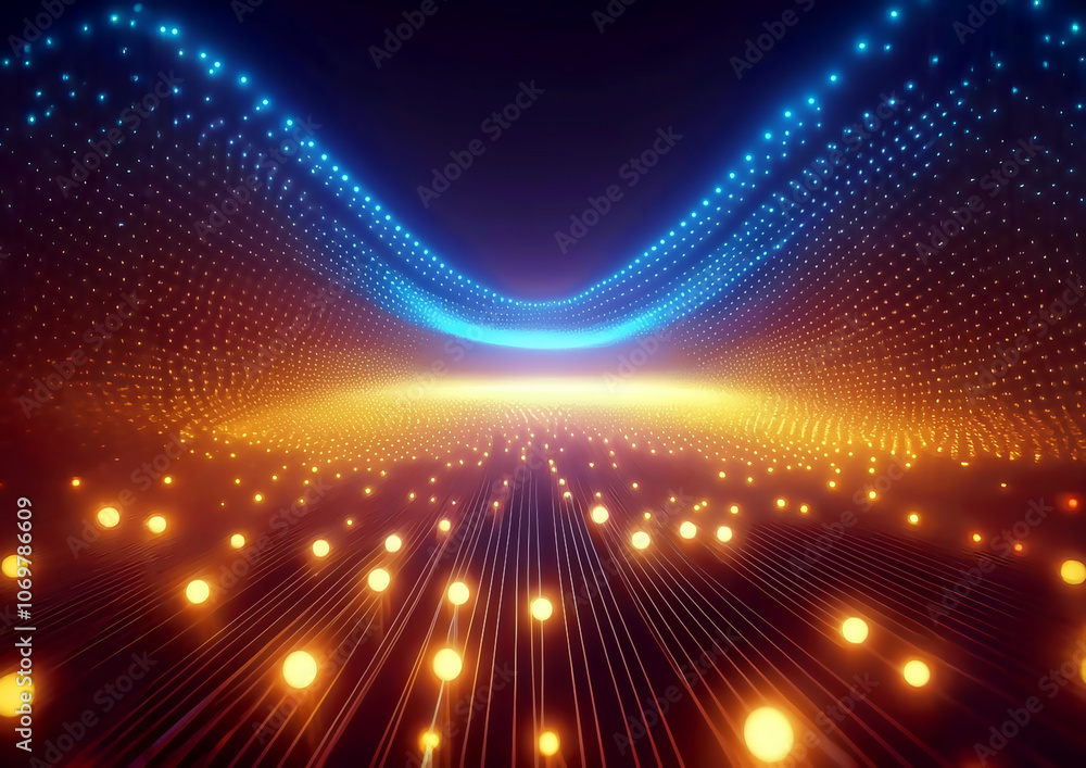 Fototapeta premium Abstract technology background with glowing particles. 