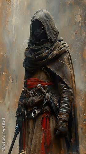 Mysterious Hooded Figure in Shadow - Fantasy Character Art