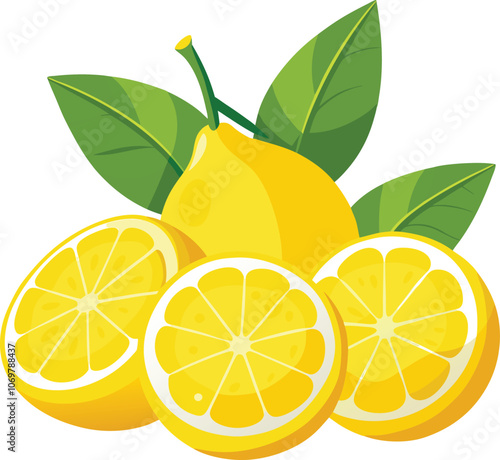 set of fresh delicious lemons splashing with leave