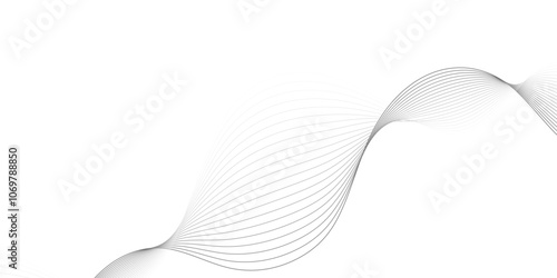 White and gray digital future technology concept wave and curve line background.