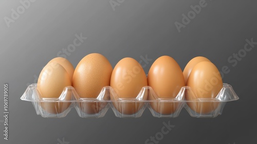 Highly realistic advertising photo of a fresh eggs pack six pack isolated on transparent background photo