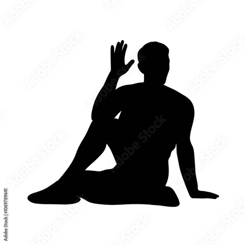 Male doing Yoga silhouettes vector illustration. Yoga poses male.