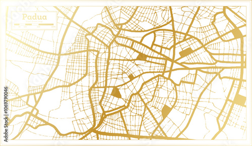 Padua Italy City Map in golden Colors in Retro Style. Outline Map.