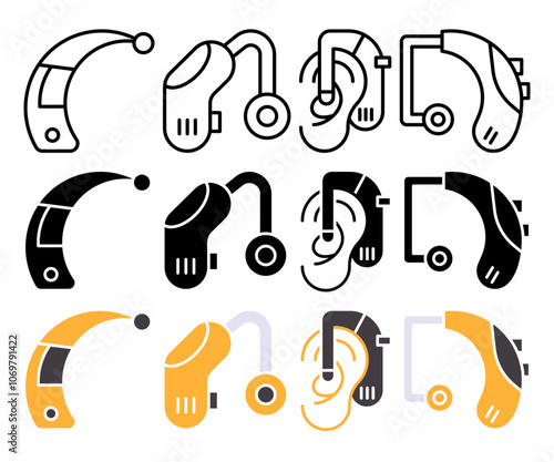 Hearing aid icon vector collection pack