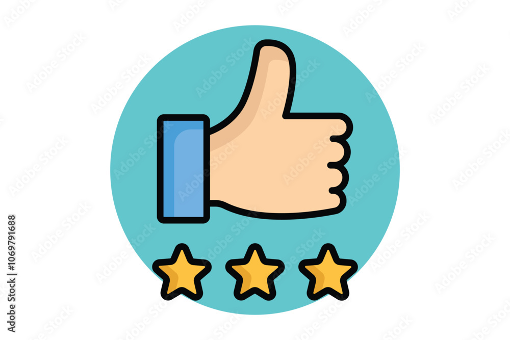 Excellence icon. colored outline icon style. thumb with star. icon related to motivation. success elements vector illustration Excellence icon. colored outline icon style. thumb with star. icon related to motivation. success elements vector illustration