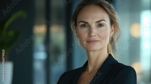 Mature European businesswoman in an office, confident and professional, looking at the camera Free Download Mature European businesswoman in an office, confident and professional, looking at the camera - GFXLoad