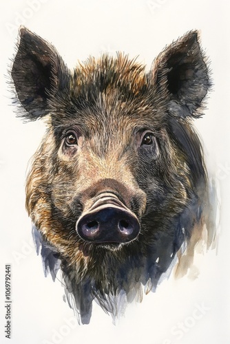 Wallpaper Mural A detailed classic wild boar portrait illustrating the animalвАЩs unique facial features in a natural setting. Generative AI Torontodigital.ca