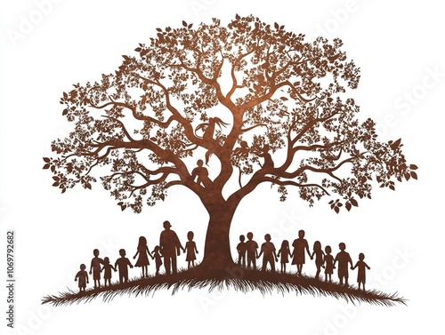 A design for a family reunion shirt on a white background. Many family members.generative ai