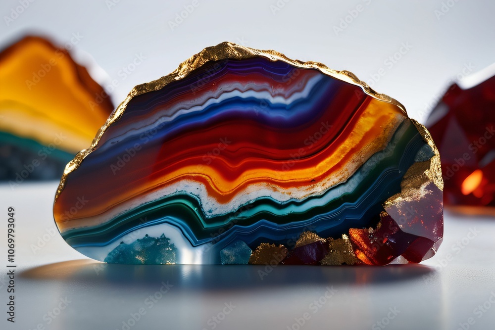 Fototapeta premium agate mine,marble,light,blue,red,yellow,white,green,purple,realistic,detailed,elaborate