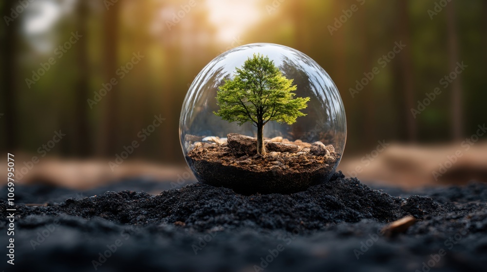 Sustainable Growth Under Protective Glass Dome Sustainable Growth Under Protective Glass Dome