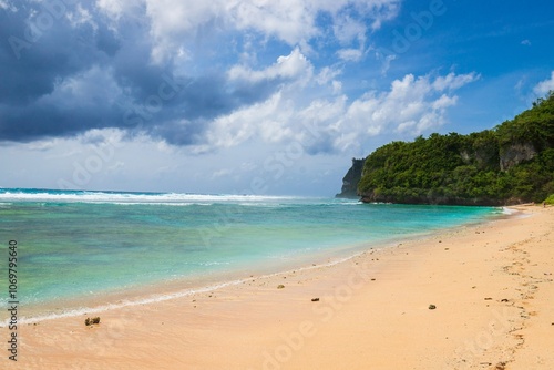 Scenic View of Gun Bay in Guam with Lush Greenery and Clear Waters