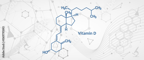 Structural chemical formula of vitamin D. Vitamin D is essential for the bones and teeth, brain health, etc.