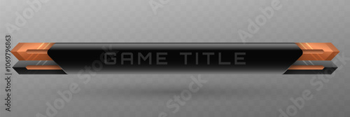 Game Title Lower Third Banner in Metallic Black and Copper Color Theme for Futuristic Game UI Designs