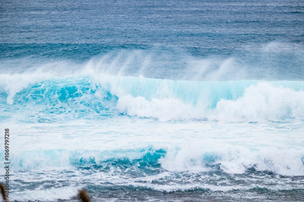 Powerful Ocean Waves Crashing on a Sunny Day Powerful Ocean Waves Crashing on a Sunny Day