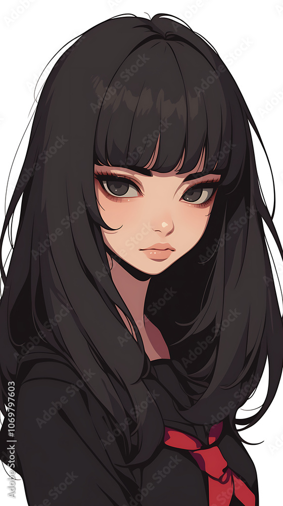 beautiful Japanese girl in black uniform and long black hair beautiful Japanese girl in black uniform and long black hair