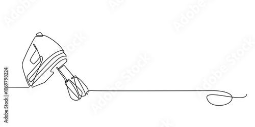 continuous line drawing of bread dough mixer.one line drawing of electronic bread dough mixer.kitchen,restaurant,bakery.single line vector illustration.isolated white background