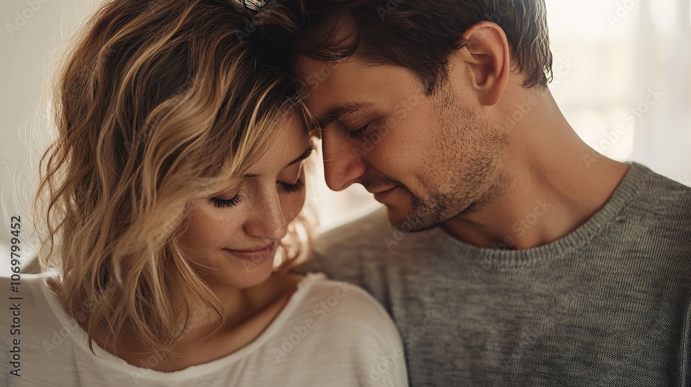 Intimate moment between loving couple, closeness and affection Intimate moment between loving couple, closeness and affection