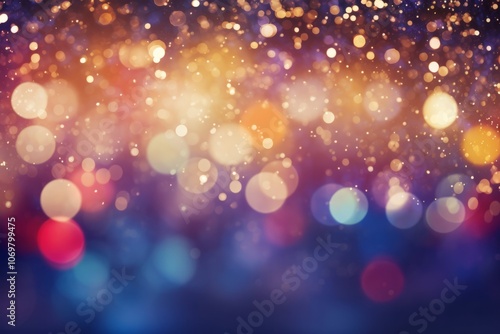 A vibrant bokeh effect of colorful Christmas lights, creating a soft, out-of-focus background with red, green, and gold hues, festive and bright 