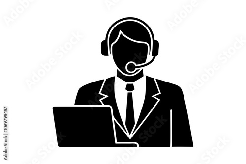 Silhouette of customer service vector illustration.