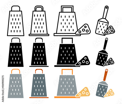 Cheese grater icon collection on white background