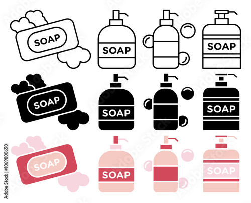 Body Soap icon collection on white background