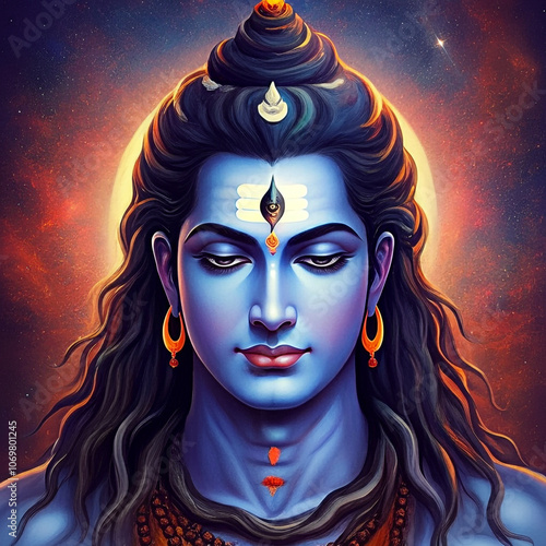 Portrait of Lord Shiva with...