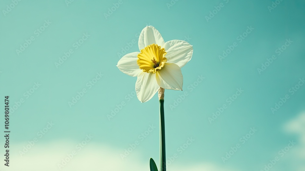 Beautiful Daffodil Against a Clear Blue Sky Beautiful Daffodil Against a Clear Blue Sky