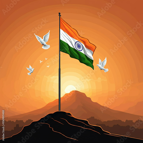 Indian flag flying high wit...