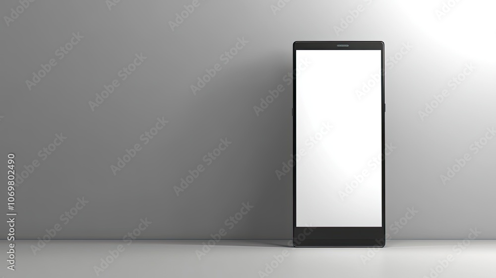 Minimalist Smartphone Display on Gray Background Minimalist Smartphone Display on Gray Background