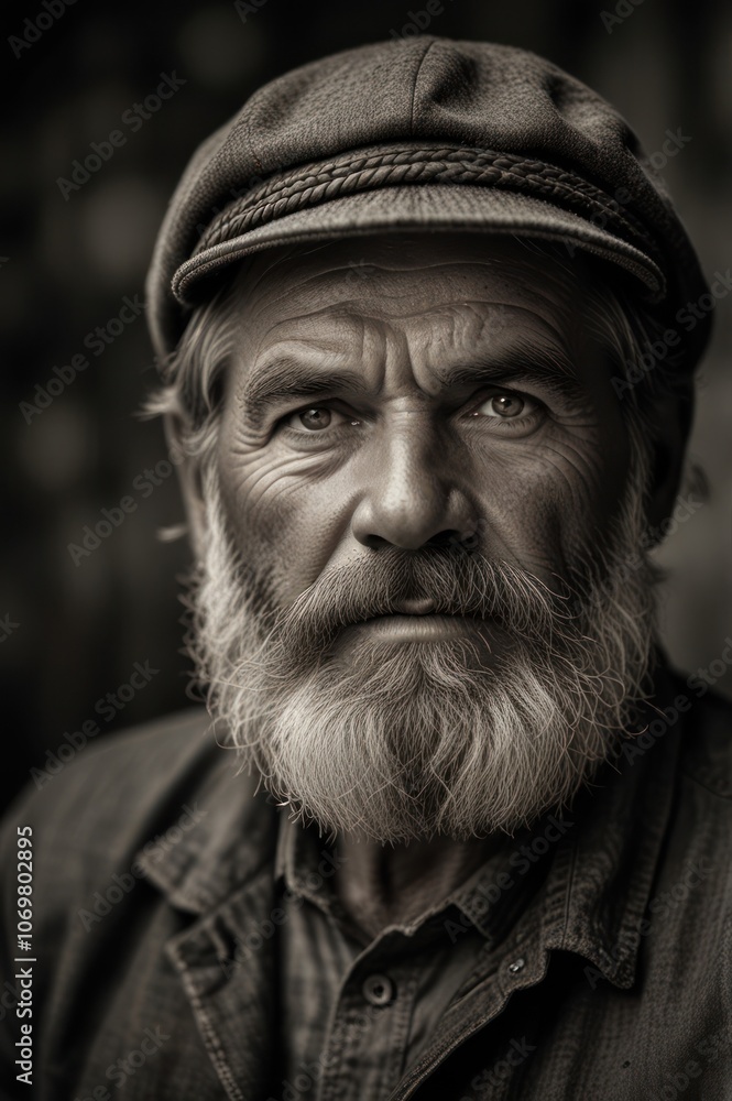 portrait of an old man with a white beard in a black and white vintage style photo portrait of an old man with a white beard in a black and white vintage style photo