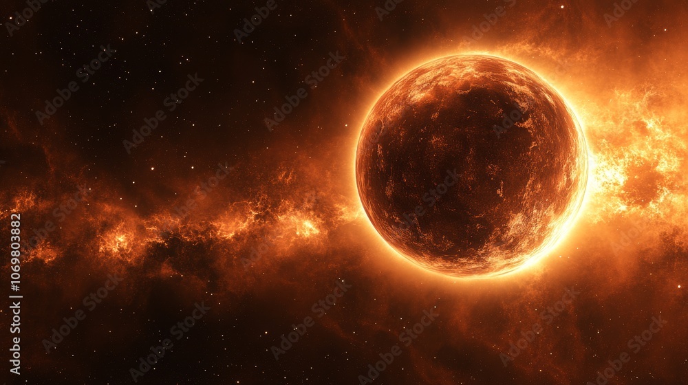 Fiery Planet Cosmic Nebula Space Background Astronomy Image Fiery Planet Cosmic Nebula Space Background Astronomy Image