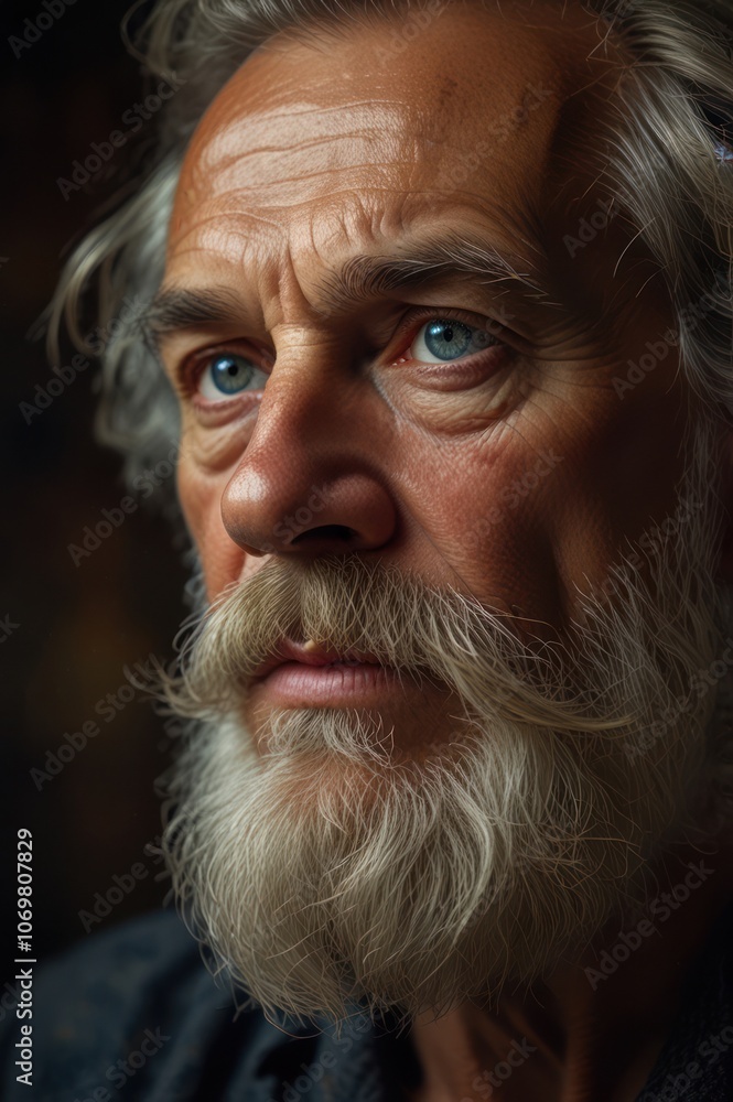 a portrait of an old man with a thick white moustache and beard as if to show that he is a philosopher a portrait of an old man with a thick white moustache and beard as if to show that he is a philosopher