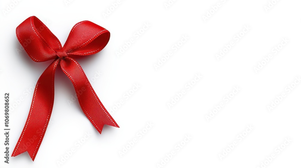 Elegant red ribbon on white background, symbol of celebration and style for gifts decoration Elegant red ribbon on white background, symbol of celebration and style for gifts decoration