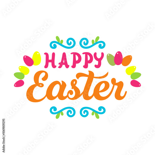 Happy Easter typography design on white background