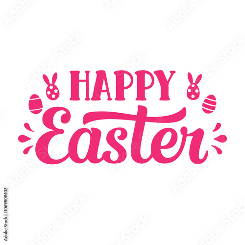 Happy Easter typography design on white background