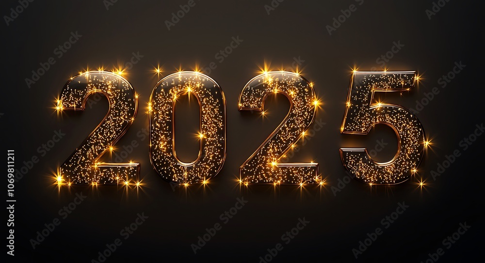 2025 written in glowing numbers on a black background
