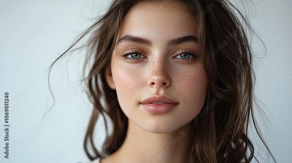 Young Woman Showcasing Natural Beauty and Serenity Young Woman Showcasing Natural Beauty and Serenity