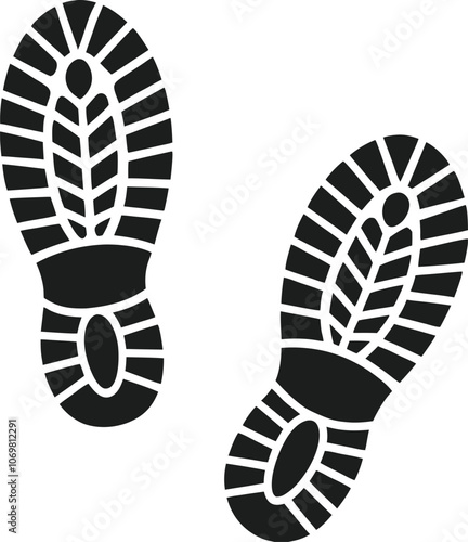 Hiking Bootprint Silhouette Vector Illustration