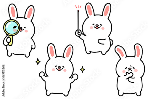 かわいいうさぎのろいろなポーズのベクターイラスト素材