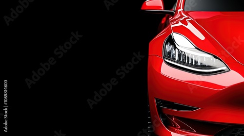 Striking Red Car Against a Black Background in Dramatic Lighting photo