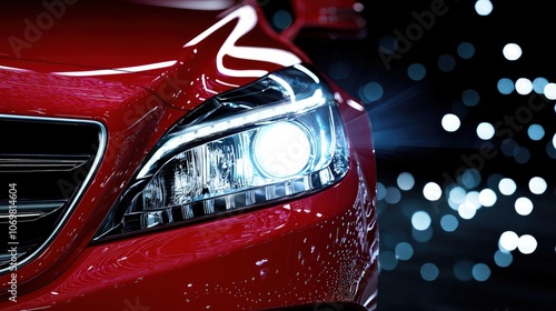 Wallpaper Mural Captivating Close-Up of a Red Car Headlight with Dazzling Bokeh Effects Torontodigital.ca