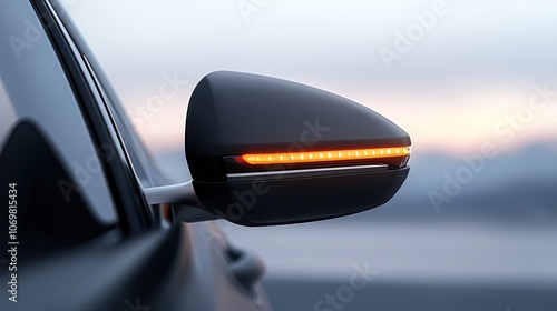 Modern Car Side Mirror with Integrated Turn Signal Light