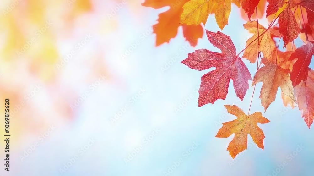 Vibrant Autumn Leaves Against a Softly Blurred Background Vibrant Autumn Leaves Against a Softly Blurred Background