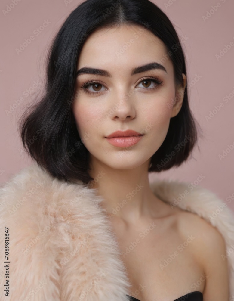 Elegant portraits of a woman with various poses, natural makeup, and soft background. Elegant portraits of a woman with various poses, natural makeup, and soft background.