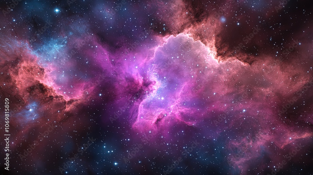 Stunning Cosmic Nebula with Vibrant Colors and Starry Background Stunning Cosmic Nebula with Vibrant Colors and Starry Background