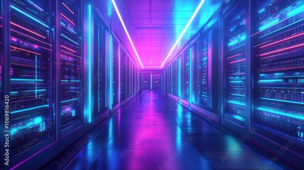 Neon Server Room. Neon Server Room.