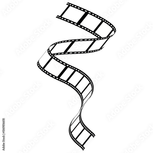 3d film strip. film strip on white. Film tape vintage icon isolate
